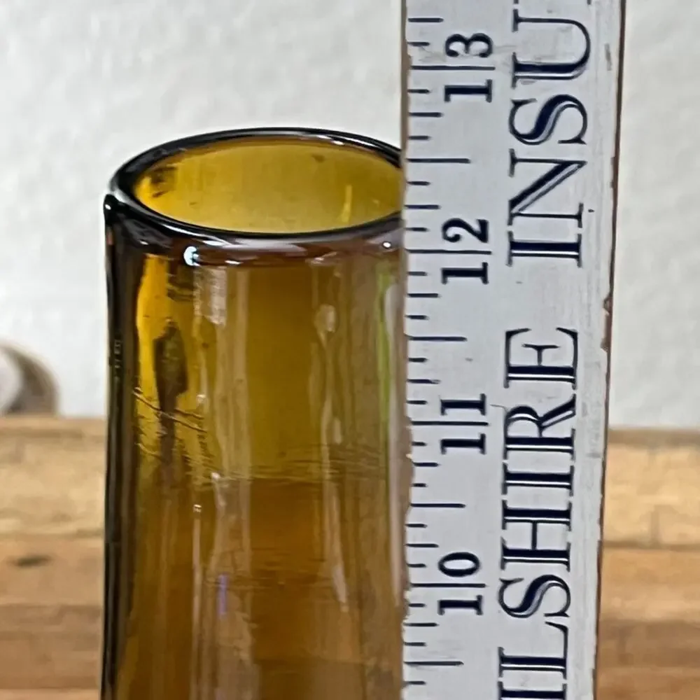 Mid Century Hand-blown Glass Amber Bud Swung Vase 12.25” Tall
